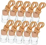 HOODANCOS 10Pcs Essential Oil Car Diffuser Refillable Glass Hanging Perfume Bottles for Home Car Air Refreshing Transparent Design Safe Decorative Aroma Bottles