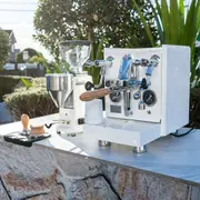 BELLEZZA GIULIA IN CUSTOM WHITE + BREWSPIRE DESIGNS & MAZZER MINI E WHITE + PRECISION STARTER PACK