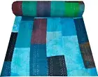 Indian Handmade Tie Dye Patchwork Cotton Kantha Quilt Throw Blanket Bedspread