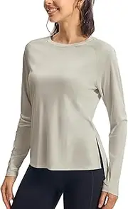 [Gopune] Women's Sun Shirts UPF 50+ Long Sleeve UV Protection Shirt Lightweight Quick Dry Workout Hiking Tops, Light Grey, Small