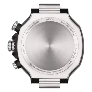 【TISSOT 天梭】T-RACE CHRONOGRAPH 競速系列三眼計時手錶-45mm 送行動電源(T141.417.11.041.00)