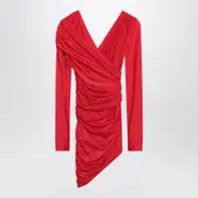 [Balenciaga] Draped Mini Dress In Red Jersey 38 FR Red