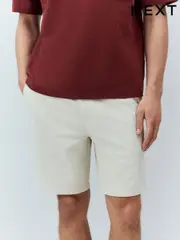 Ecru Elasticated Waist Chino Shorts (AL4305) | $36