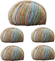 Multicoloured Yarn Rainbow Yarn for Crochet - Cotton Yarn Strands with Gradient - 5 x Comfortable Soft Yarn Cakes for Crocheting, Scarf and Scarf Yarn for Hand Crocheted Knitting