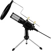 SWOOMEY USB Plug and Play Microphone Long Distance Computer Microphone for Video Conferencing Voice Chat and Broadcasting Includes Tripod Stand Black