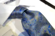 Robert Graham Silk Tie Necktie Blue Baby Gold Paisley Flower