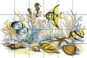 36 x 24 Art Under the Sea Ceramic Mural Backsplash Bath Tile