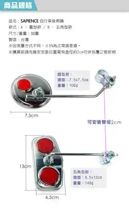 【SAPIENCE】自行車後照鏡(圓)