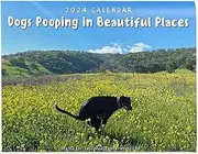 Dog Pooping Calendar 2024, Funny Dog Pooping Monthly Wall Calendar 25x19cm, Dogs Pooping in Beautiful Places Calendar, Dogs Calendar Planner for Women Men Kids Family and Dog Lovers