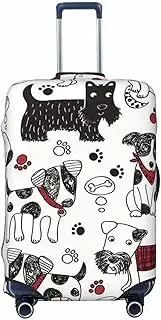 [CADREWY] lovely Dogs Print Travel Suitcase Cover Luggage Protector with Elastic Anti Scratch for Carry On, Black, Medium