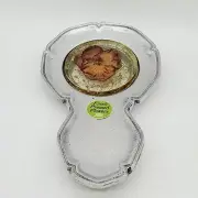 Colorflo Spoonrest Lucite & Aluminum Pressed Flowers Vintage NOS Spoon Rest