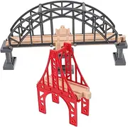 2pcs Train Bridge Model Small Bridge for Wooden Train Track Enhance Boys and Girls Cognitive Development Toy