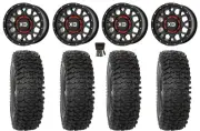 KS135 Grenade 14" Wheels Black +38mm 32" RC500 Tires Polaris Ranger XP 9/1K