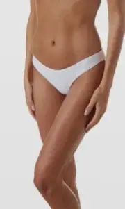 $120 Melissa Odabash Women's White Toulouse Ribbed Low-Rise Bikini Bottom Size 4