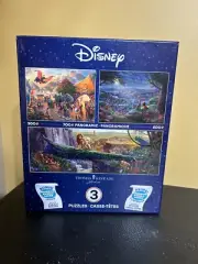 Disney - Thomas Kinkade Studios - 3 Puzzles - Lion King , Dumbo , Lady/Tramp