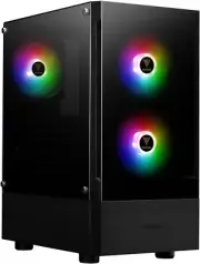 RGB Gaming ATX Mid Tower Computer PC Case with Side Tempered Glass Panel and a M
