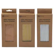 Eco Biodegradable Material Premium Paper Straws - 50PK
