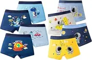 [FILOWA] Boxer Shorts Boys Children Cotton Underwear Pack of 8 Dinosaur Car Pattern Briefs Boxer Elastic Underwear Set Soft Underwear for Toddlers 3-8 Years, Size 104-134