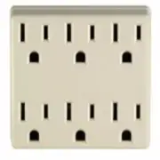 Leviton 6ADPT-00I Ivory 15A 125V 2-Pole 3-Wire Polarized 6-Outlet Adapter