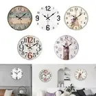 Wall Clock Wooden Battery Operated Round Clock Silent Arabic Numerals 30cm for