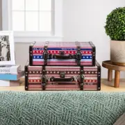 Northlight 2 Red White Blue Beautiful Star Wooden Luggage Trunks 17.5"