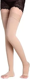 Yxmeiguo Thigh High Compression Stockings 20-30mmHg, Toeless Compression Socks for Women & Men, Open Toe, Pair