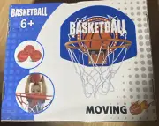 Moving Mini Basketball Metal Hoop With Rope Net Indoor for Kids 3 balls