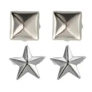100pcs Silver Rivets: 100 Pcs Star Rivets For Bag/shoes/gloves 10mm & 100pcs Square Rivets For Bag