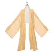 Hanfu Yellow Jacket Beige Traditional Chinese Long Coat for Spring/Summer Wear