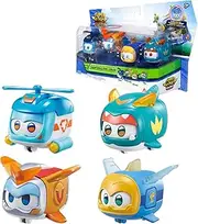 Super Wings Super Pet 4 Pack Shine, Golden Boy, Jerome, Tino, Toy for 3 4 5 6 7 8 Years Old Boy Girl, Multi Coloured, 2 Inches