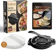 Tortillada – Cast Iron Tortilla Press + Recipes E-Book + 100 x Parchment Paper (20cm)