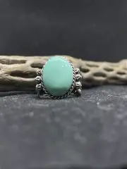 Native American Navajo Royston turquoise Sterling Silver feather Ring Size 9