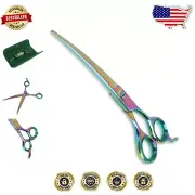 Rainbow 7.5 Inch Curved Dog Grooming Scissors - 440C Japanese Steel Precision