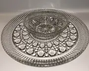 VINTAGE INDIANA GLASS CRYSTAL HAPPENINGS 2 PC WINDSOR CHIP N DIP (10004)