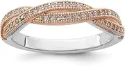 [Diamond2Deal] Women's Sterling Silver Rose Gold-Plated Cubic Zirconia Wedding Band Ring