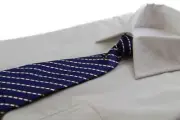 Kids Boys Navy & White Diagonal Patterned Elastic Neck Tie - Orange Black