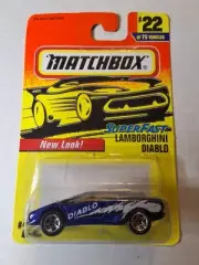 Matchbox 1996 New Look! Superfast ~ #22 Lamborghini Diablo Blue Diecast NEW