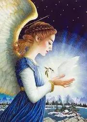 Chart Needlework Crafts DIY Counted Cross Stitch Pattern - Angel and Pigeon