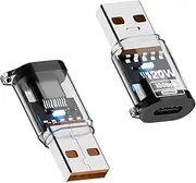 Duttek USB C Female to USB Male Adapter 10Gbps 120W USB C to USB 3.2 Adapter OTG Fast Charging for New iPhone 16 Pro Max Plus 15 14 13, iPad Air 5 Mini 6 7, AirPods Transparent-2 Pack