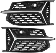 Glossy Black Honeycombs Mesh For RS6 Style Fog Light Grilles Grills Compatible For Audi A6 C8 S6 2019 2020 Car Auto Accessories(Matte Chrome)