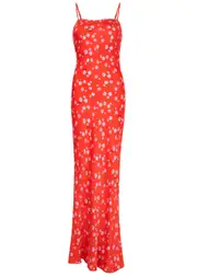 Rotate Birger Christensen Floral-print Satin Maxi Dress - Red - 40 (UK12 / M) 40 (UK12 / M)