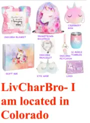 7 Piece Unicorn Gift Set–Glow-in-the-Dark Blanket Cup Purse Bracelet Key-chain