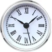 Mini Clock Insert 2.4 Inch round Quartz Movement White Dial Silver Tone Bezel