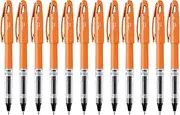 Pentel Tradio Energel Liquid Gel Pen Orange Barrel 0.7 mm Nib Black Ink, Box of 12 Pens (BL117FF-A)