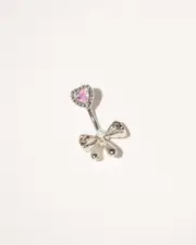 [Karyn In LA] Karyn In LA Girls' Claire Bow Belly Ring Pack in Silver/Pearl One Size Silver/Pearl