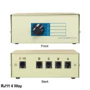 4 Way RJ11 Manual Data Switch Box Rotary Dail Style 11 Pin Telephone Modem Fax