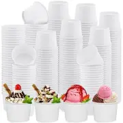 300 Pieces Ice Cream Sundae Cups Paper Dessert Yogurt Bowls Disposable Paper ...
