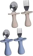 MAGICLULU Pack Boys and Girls Stainless Steel Silicone Fork Spoon Set Boy Girl Eating Utensils Training Forks Spoons Dishwasher-Safe Tableware