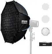 Amaran Octa Dome 90 One-Snap Setup Octagonal Bowens Mount Softbox, Soft Light Modifier with Diffusion & Grid for Portrait Photography & Studio Interviews, Portable with Carrying Bag