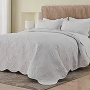 Oversized Cal King Bedspreads 120x120 for Extra Tall Split California King Bed Lightweight Quilted Coverlet Set 3 Pieces 1 Quilt 2 Pillow Shams White